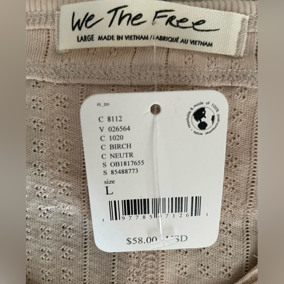 #066, free people, long sleeve tee, size L, NWT - Picture 4 of 5